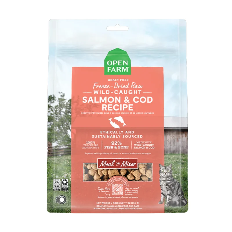 Open Farm Salmon & Cod Recipe Freeze Dried Raw Morsels for Cats 99G