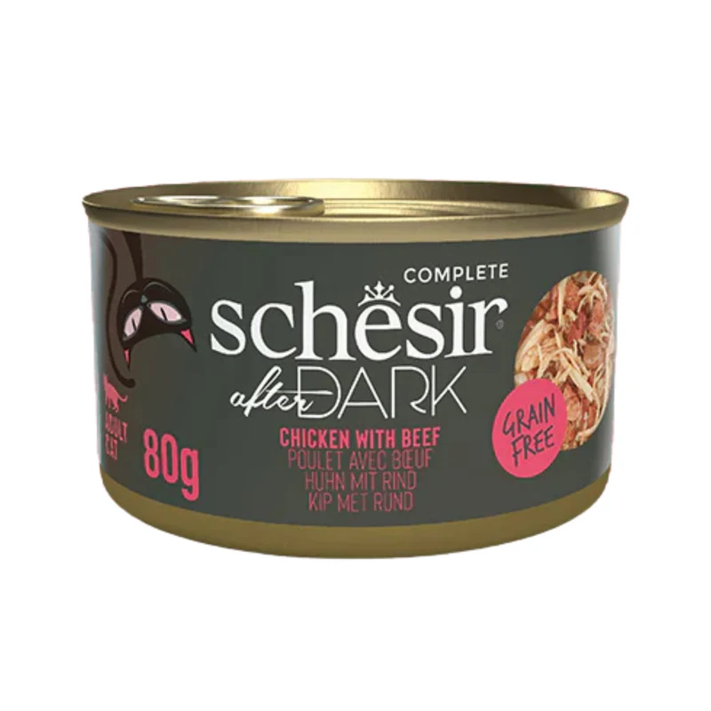 Schesir After Dark Wholefood In Broth Chicken With Beef Wet Cat Food 80G