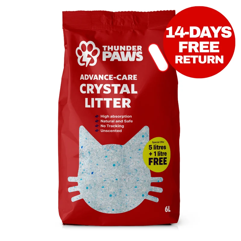 Thunder Paws Advance Care Non-Clumping Crystal Unscented Cat Litter 5+1 Liter FREE
