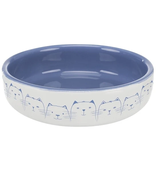 Trixie Ceramic Blue & Cream Cat Bowl for Short-Nosed Breeds 300ml