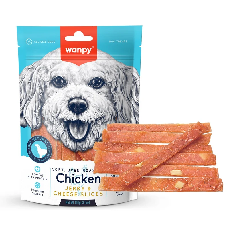 Wanpy Soft Chicken Jerky Cheese Slices Dog Treats 100G