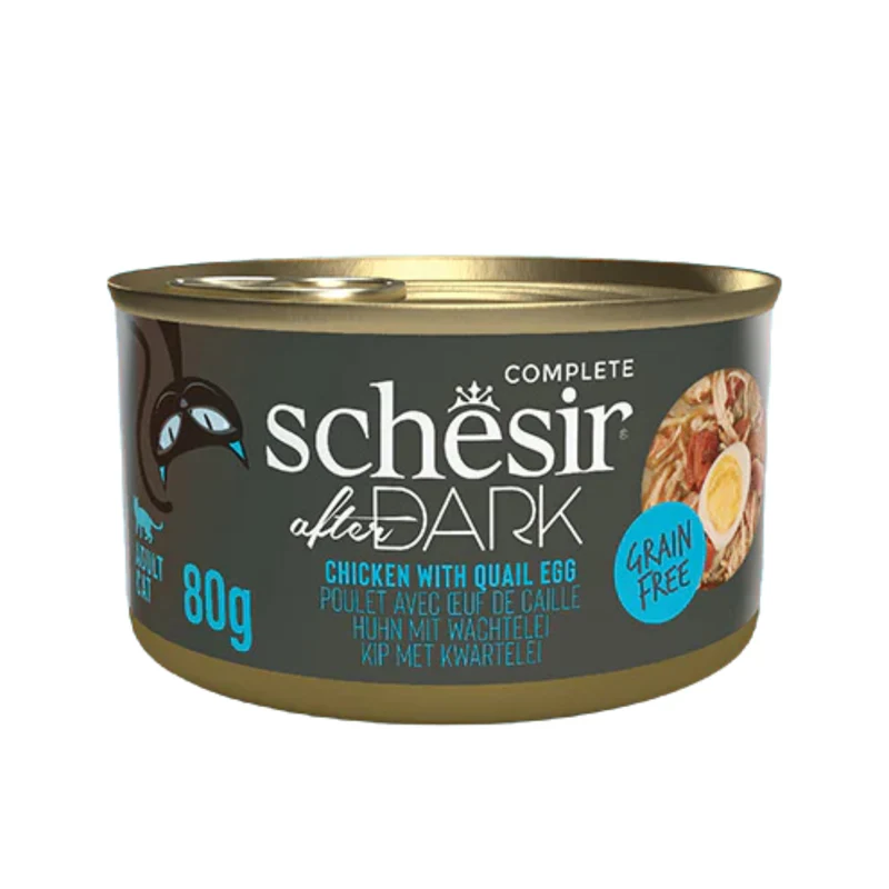 Schesir After Dark Wholefood In Broth Chicken With Quail Egg Wet Cat Food 80G