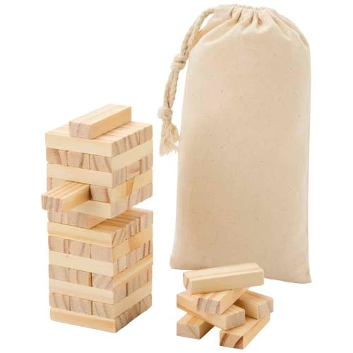 Jumble wooden toppling tower game - Natural