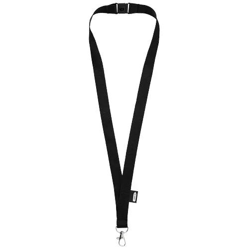 Tom recycled PET lanyard with breakaway closure - Solid black