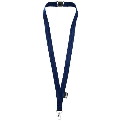 Tom recycled PET lanyard with breakaway closure - Navy