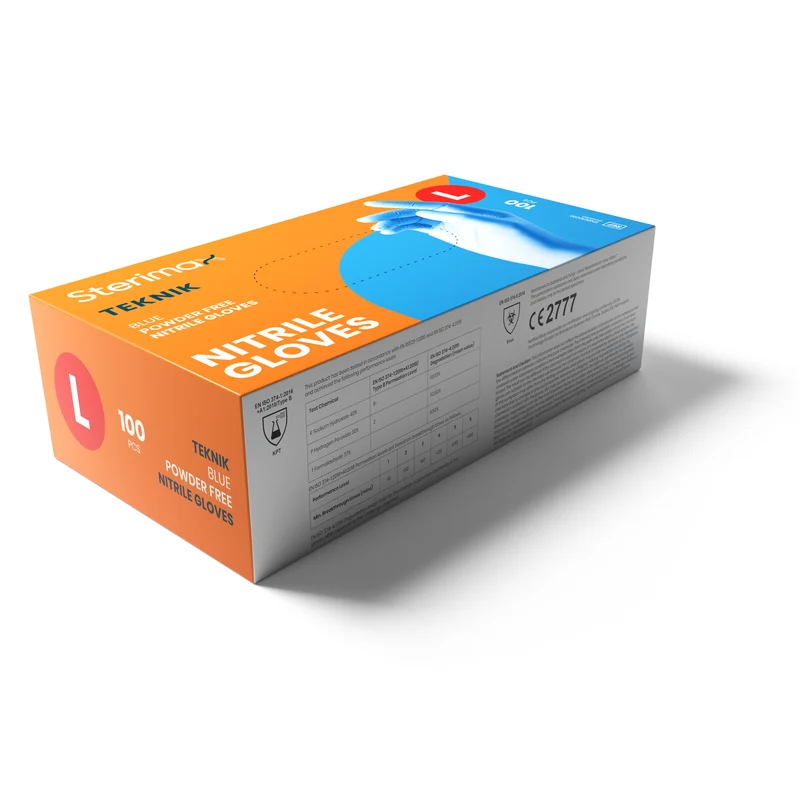Nitrile Gloves - Box of 100 Blue Powder Free