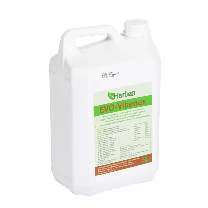 Herban EVO-Vitamax concentrated liquid vitamins for poultry and game birds - 5Lt
