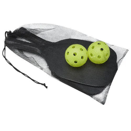 Enrique paddle set in mesh pouch - Solid black