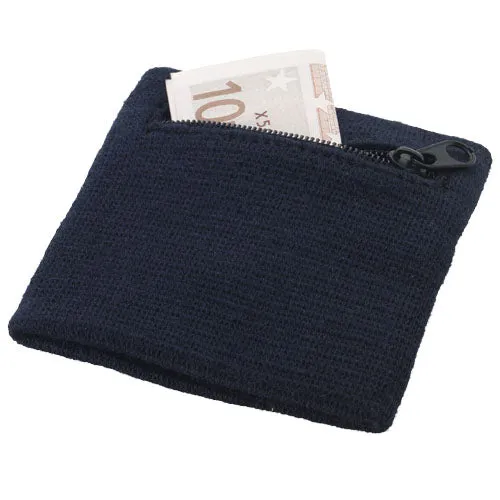 Brisky performance wristband with zippered pocket - Navy