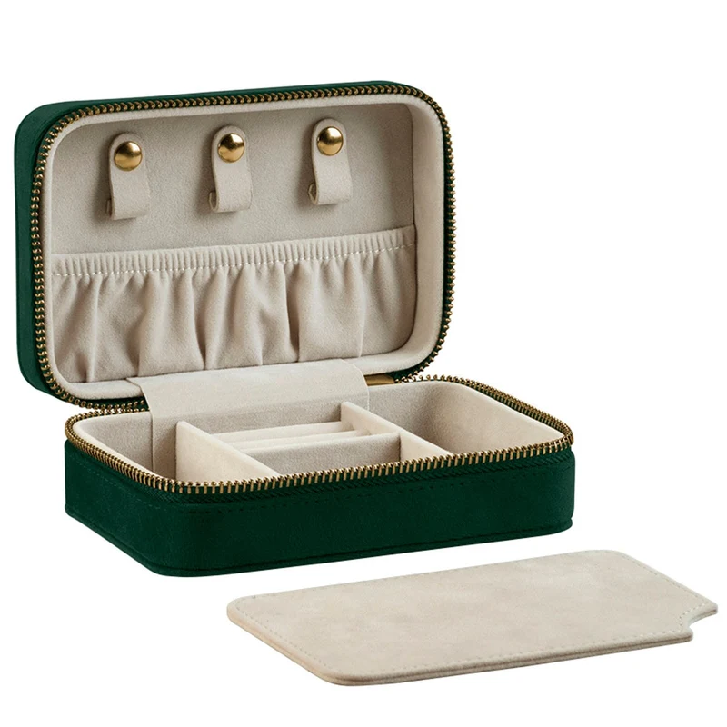 Dark Emerald - Velvet travel jewellery box