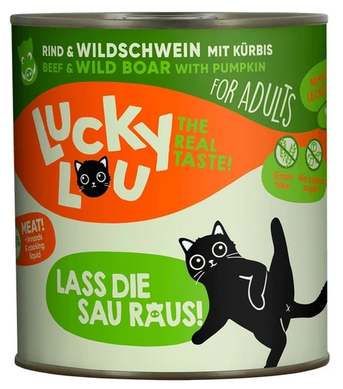 Lucky Lou Lifestage Adult wołowina i dzik 800 g - wysoka zawartość mięsa bez zbóż