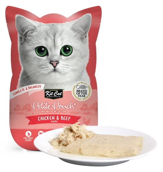 Kit Cat Petite Pouch Tuna Chicken & Beef saszetka 70g - bezzbożowa mokra karma dla wybrednych kotów