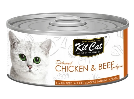 Kit Cat Chicken & Beef puszka 80g - bezzbożowa mokra karma z tauryną